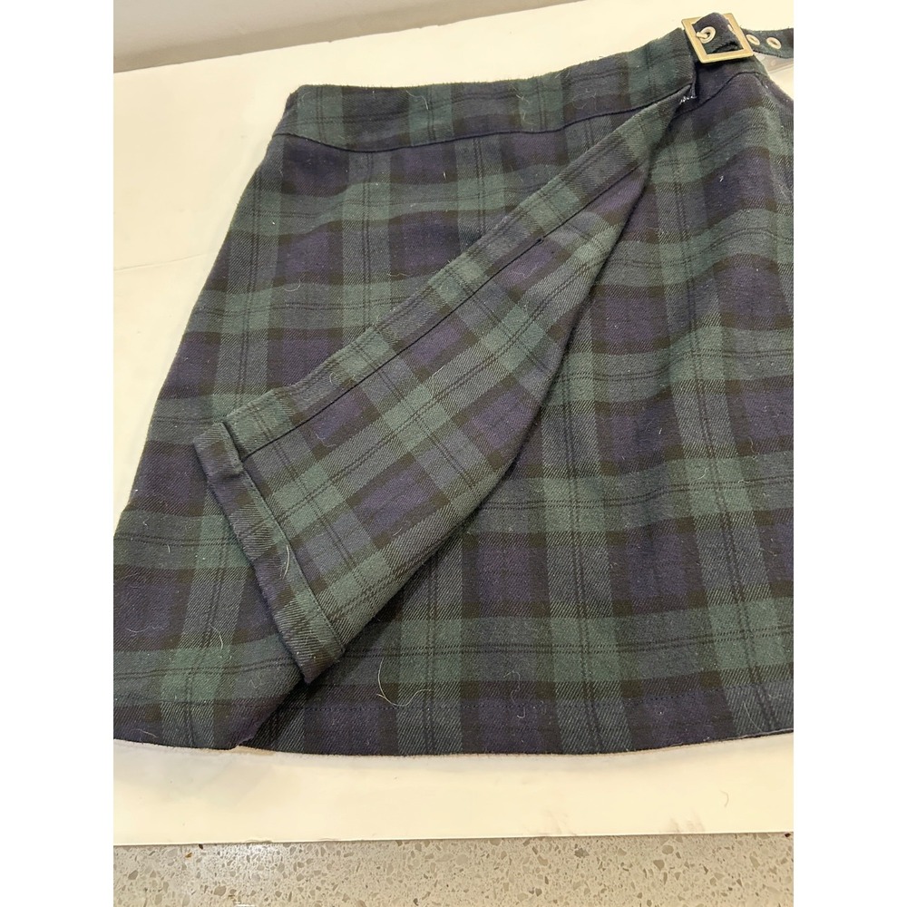 John Galt Womens Plaid Mini Skirt Night Watch Color Wrap Buckle Prep Small